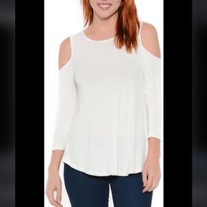 Old Navy Cold Shoulder Crewneck White Sweater